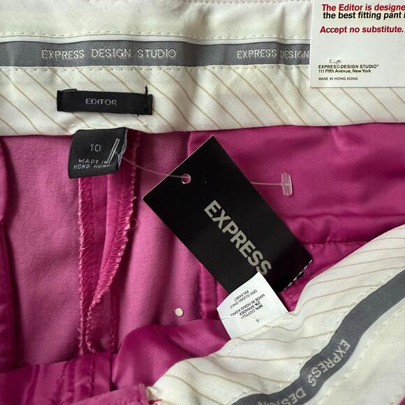 Express Editor Flare Trouser Pants Pink Velvet Size 10 Y2K Career Classic Office - Picture 2 of 12